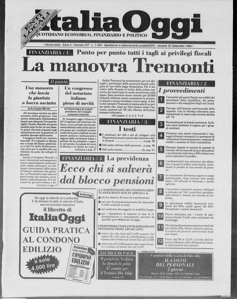 Italia oggi : quotidiano di economia finanza e politica